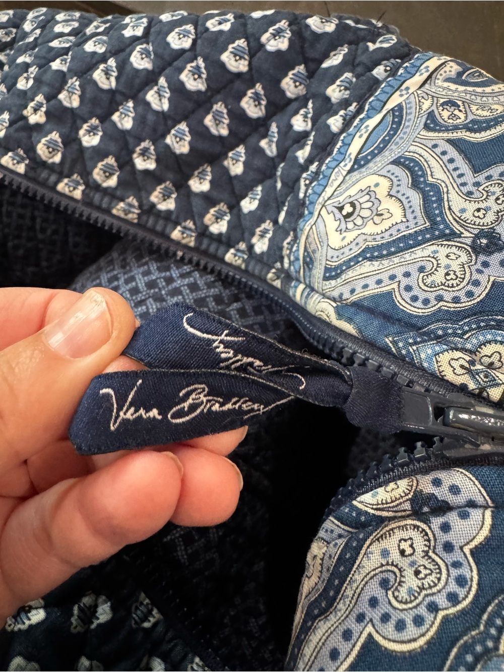 Vera Bradley Quilted Navy Paisley Tote Bag - Picture 6 of 6